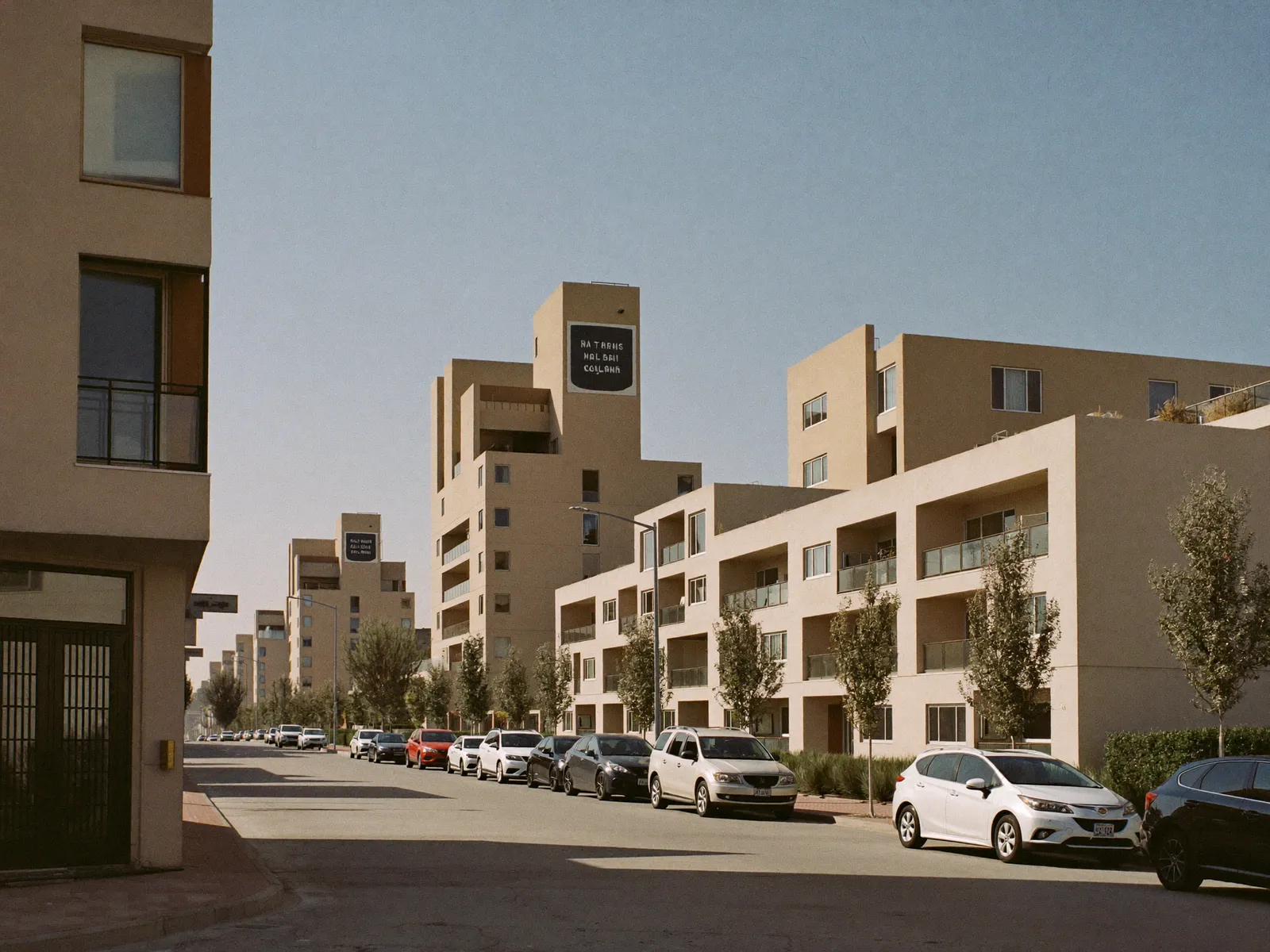 Mid-rise apartment buildings along a street in Al Barsha South, Dubai